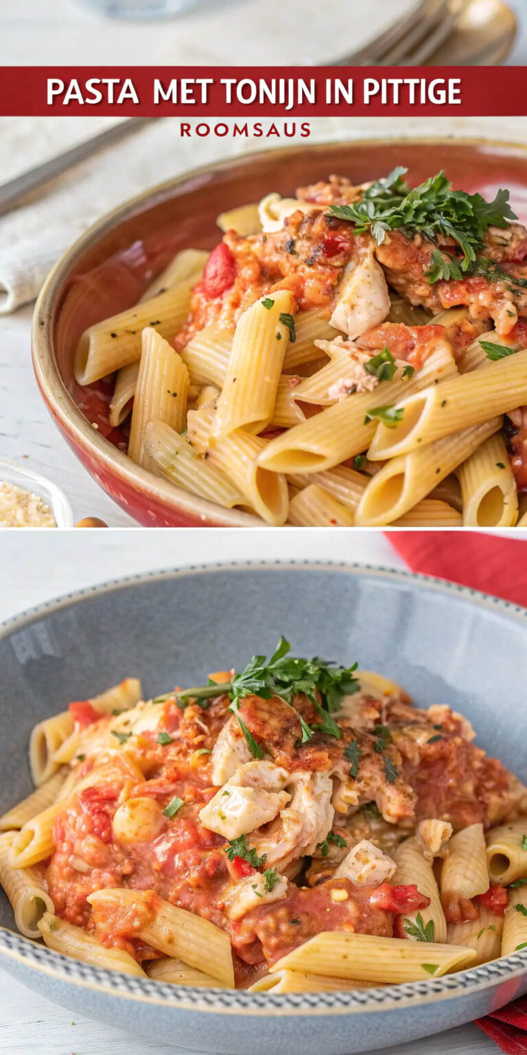 Pasta met Tonijn in Pittige Romige Saus – Heerlijk En Eenvoudig Recept